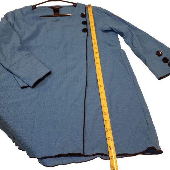 NWT Ali Miles Top Shirt Womens Medium Blue Textured Tunic Button Artisan Boho - Picture 6 of 11